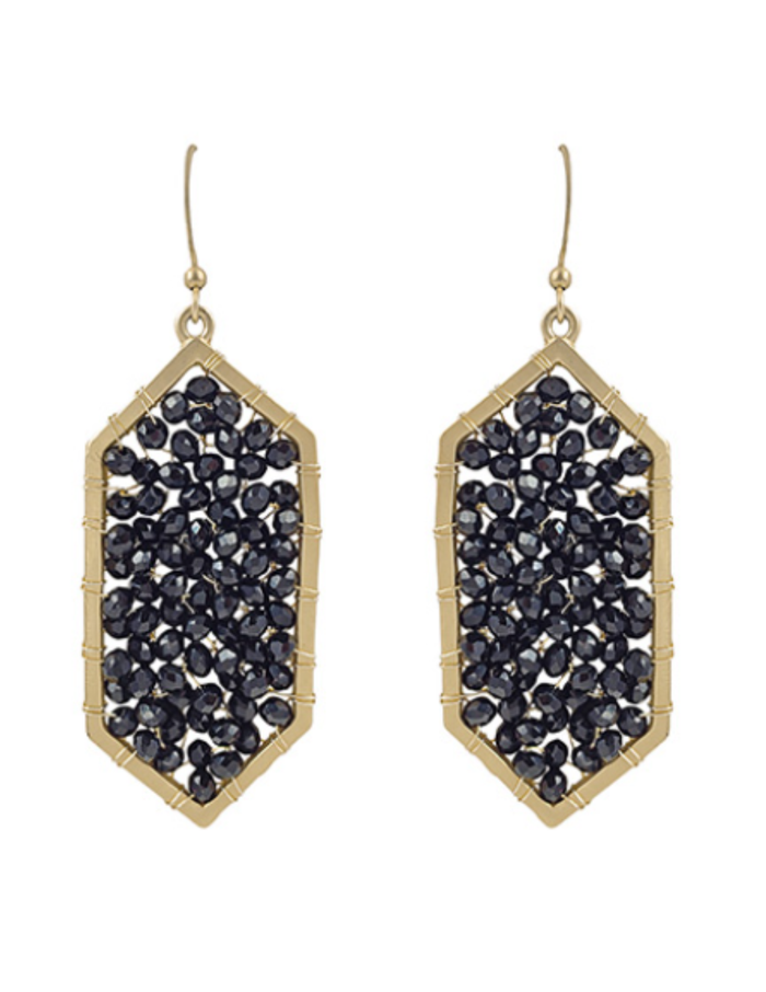 Beaded Hexagon Earrings (Multiple Colors)