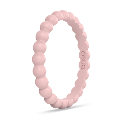 Beaded Stackable Silicone Ring - Pink Sand