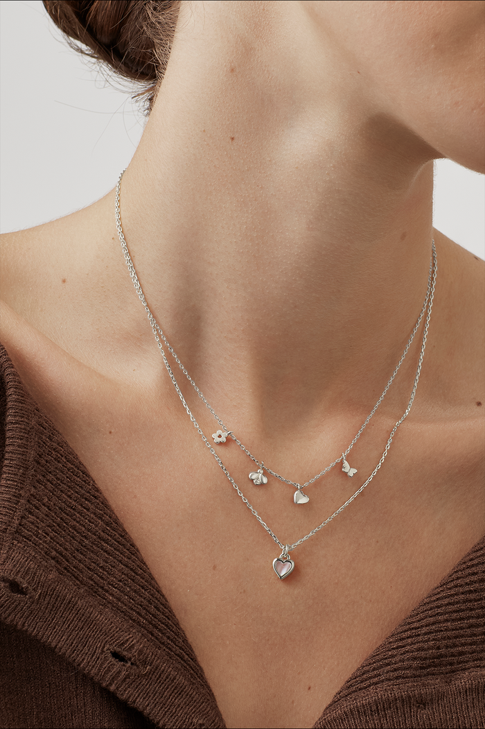 Pink Pearl Heart Necklace