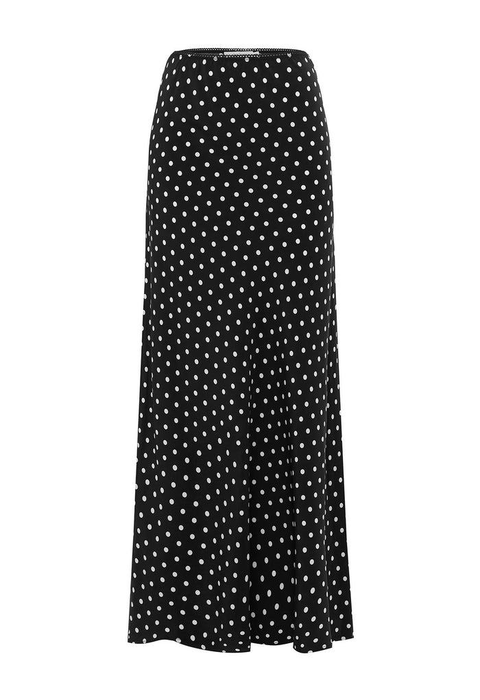 Bias Ankle Skirt Pois Nera Silk