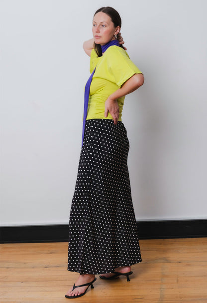 Bias Ankle Skirt Pois Nera Silk