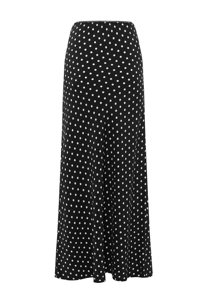 Bias Ankle Skirt Pois Nera Silk