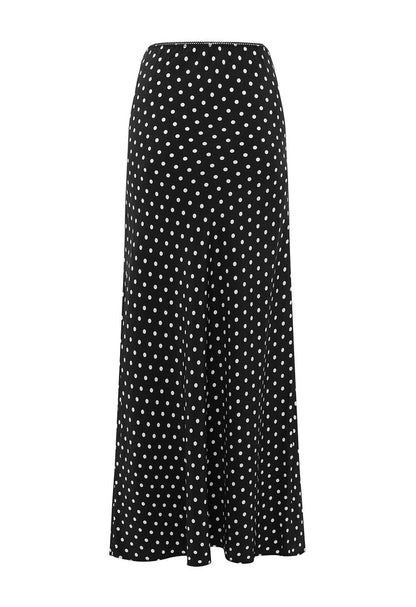 Bias Ankle Skirt Pois Nera Silk