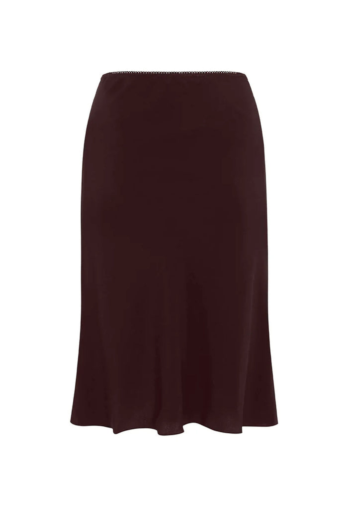Bias Knee Skirt Ciocco Silk