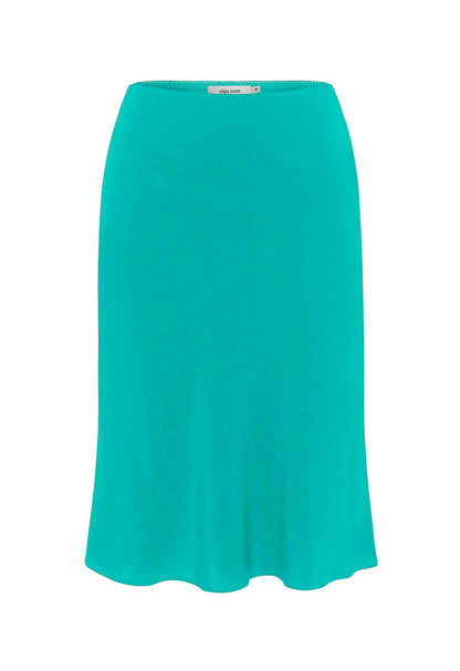 Bias Knee Skirt Turchese Silk