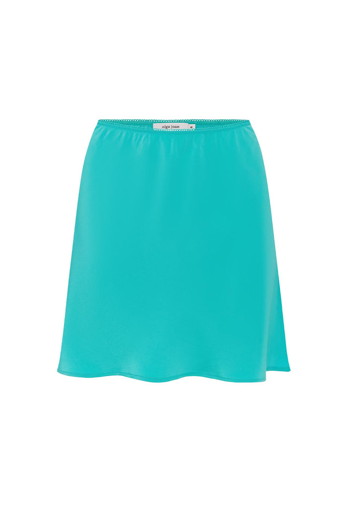 Bias Mini Skirt Turchese Silk