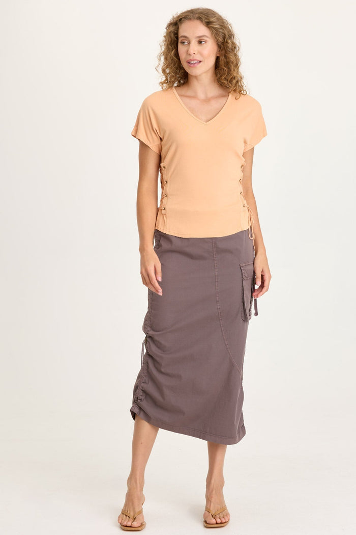 XCVI Bindi Poplin Side-Cinch Midi Skirt