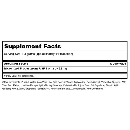 Bio-Nutritional Formulas Pure-Gest Feminine Progesterone Cream 2oz - Supplement Facts panel