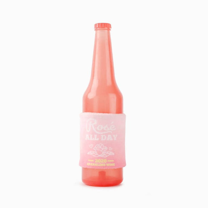 Hugsmart Products Inc dog toys Boozy Tailz Rose' All Day Pink Bottle Squeak Rubber Dog Toy