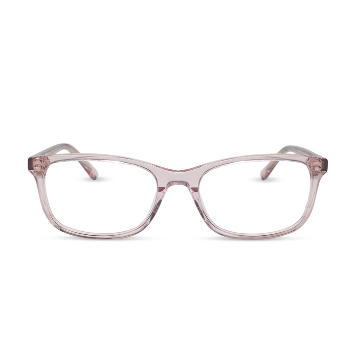 diff eyewear featuring the bradford rectangle prescription glasses with a rose crystal frame front view