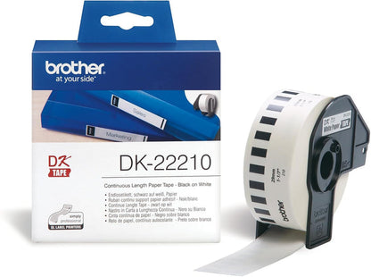 Brother DK22210 Continuous Length Paper Tape 29mm X 30.48m Black On White