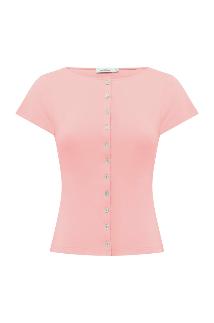 Button-Through Tee Rosa