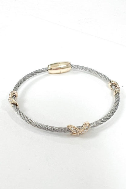 Cable And Criss Cross Crystal Bracelet (2 Colors)