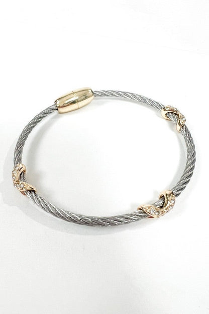 Cable And Criss Cross Crystal Bracelet (2 Colors)