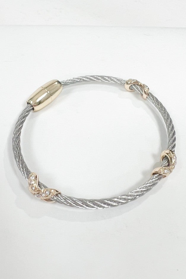 Cable And Criss Cross Crystal Bracelet (2 Colors)