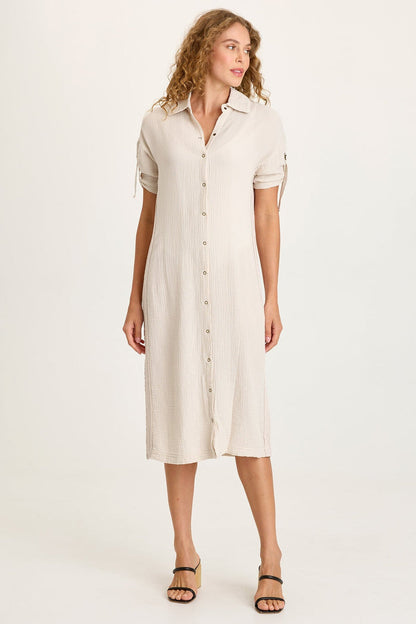 XCVI Cantori Gauze Button-Up Dress