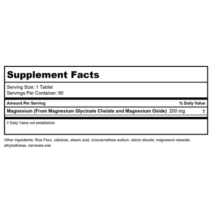 Carlson Labs Chelated Magnesium 180 Tablets - Supplement Facts panel