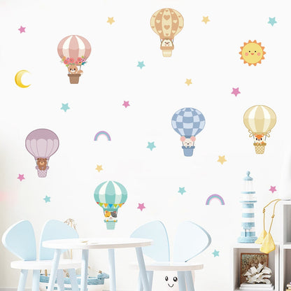 Cartoon Wall Decals Hot Air Balloon Cute Animals