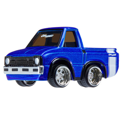 Blue toy truck on a white background