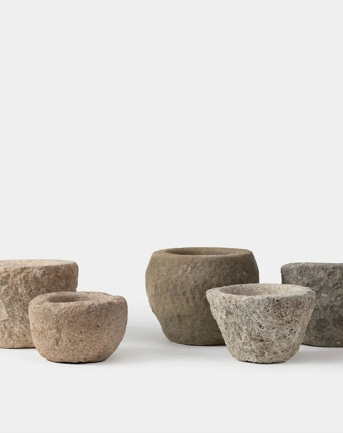 Carved Stone Mortar Bowl alternate view - stone texture and finish