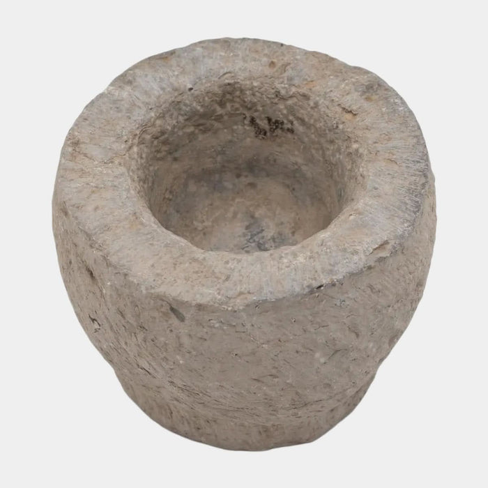 Carved Stone Mortar Bowl - side view