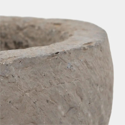 Carved Stone Mortar Bowl - close-up of stone detail