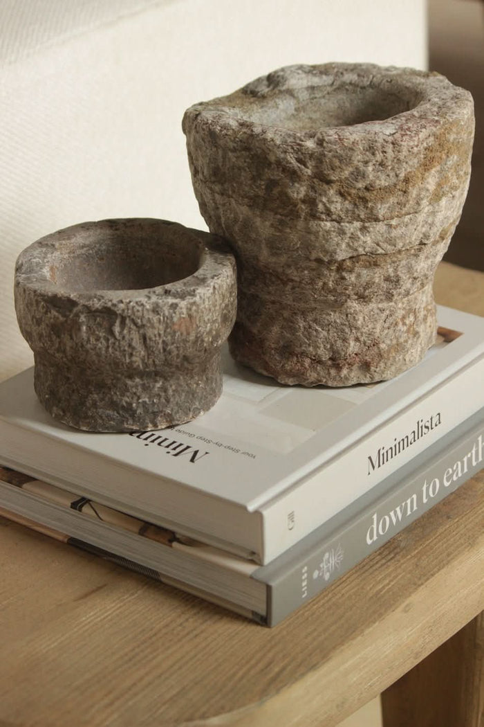 Carved Stone Mortar Bowl - in context