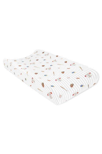 Change Pad Cover in Home Run shown on a change pad mattress