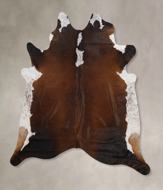 Chocolate and White Cowhide Rug #B10579