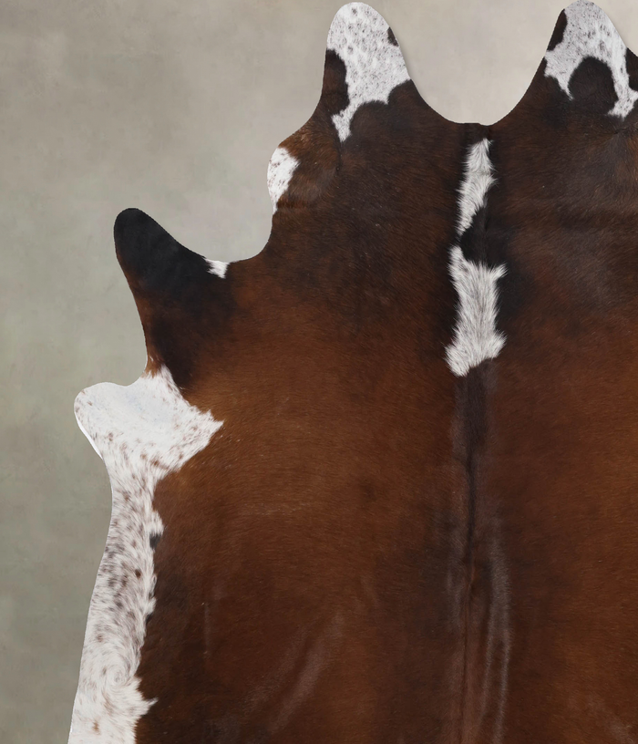 Chocolate and White Cowhide Rug #B10579