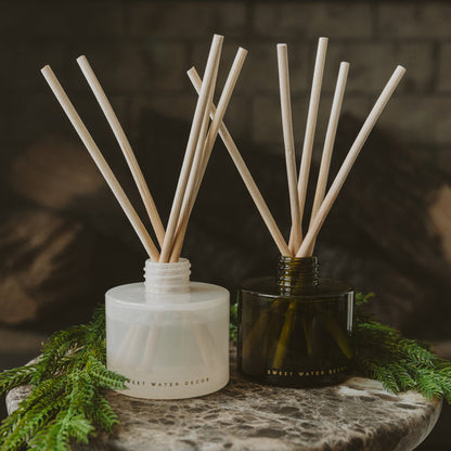 Let It Snow Olive Tinted Glass Jar Reed Diffuser - Sweet Water Decor - Reed Diffusers