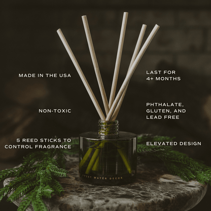 Let It Snow Olive Tinted Glass Jar Reed Diffuser - Sweet Water Decor - Reed Diffusers