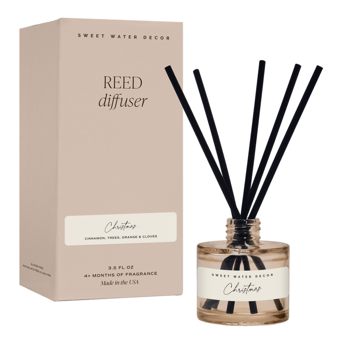 Christmas Tinted Glass Jar Reed Diffuser - Sweet Water Decor - Reed Diffusers