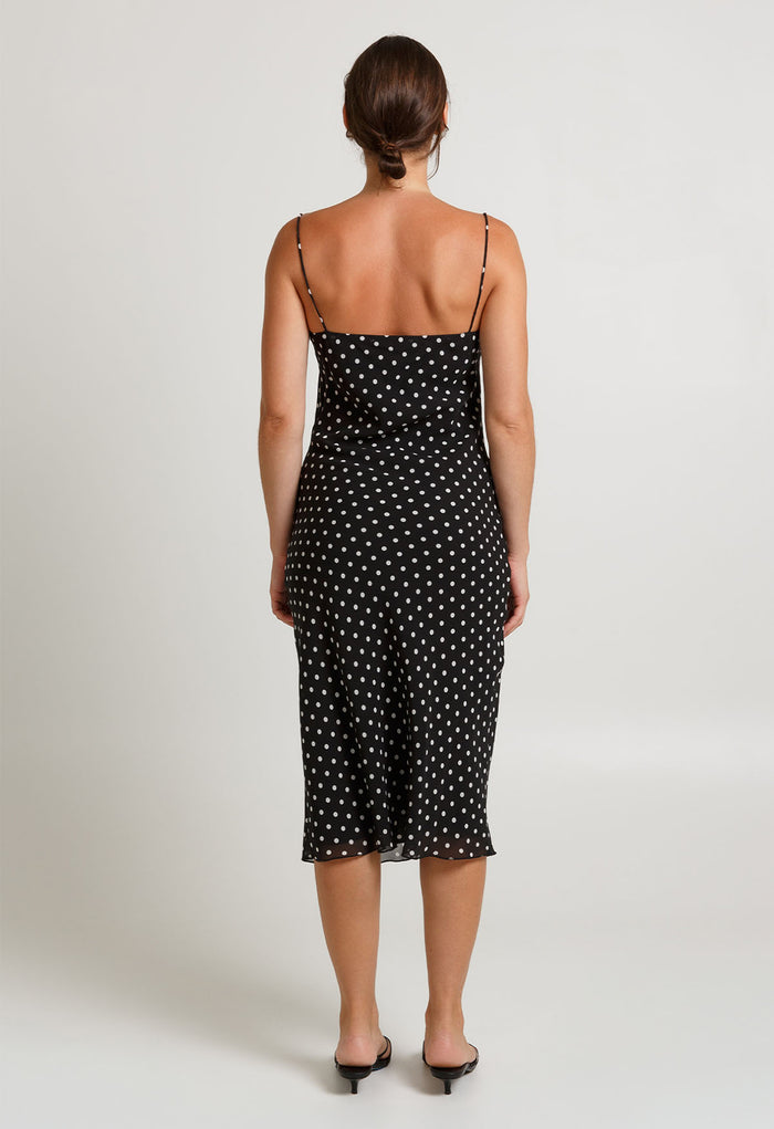 Cinched Bust Slip Dress Pois Nera