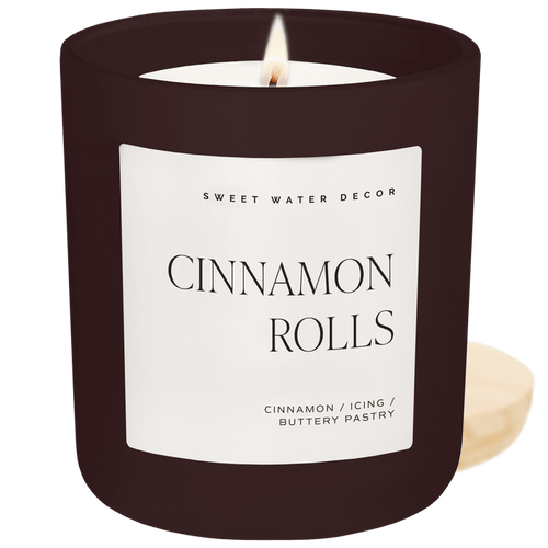 Cinnamon Rolls Soy Candle - Brown Matte Jar - 15 oz - Sweet Water Decor - Candles
