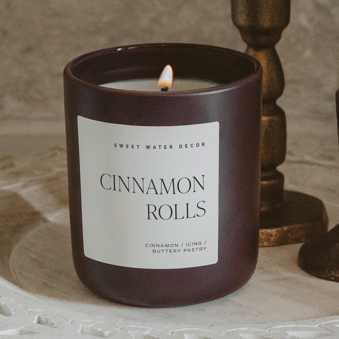 Cinnamon Rolls Soy Candle - Brown Matte Jar - 15 oz - Sweet Water Decor - Candles