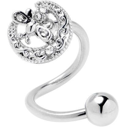 Clear Gem Lunar Dragonfly Spiral Twister Belly Ring