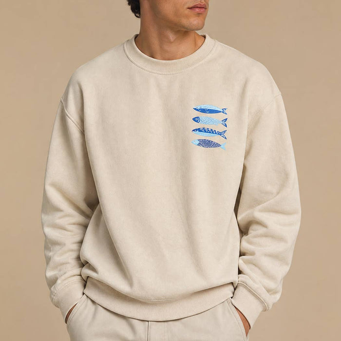 Coastal Four Fish Embroidered Heavyweight Sweatshirt