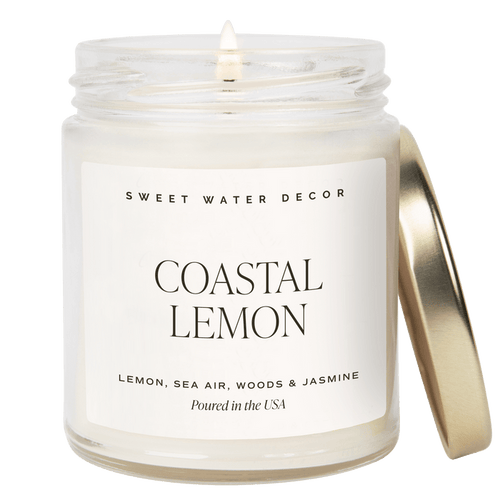 Coastal Lemon Soy Candle - Clear Jar - 9 oz - Sweet Water Decor - Candles
