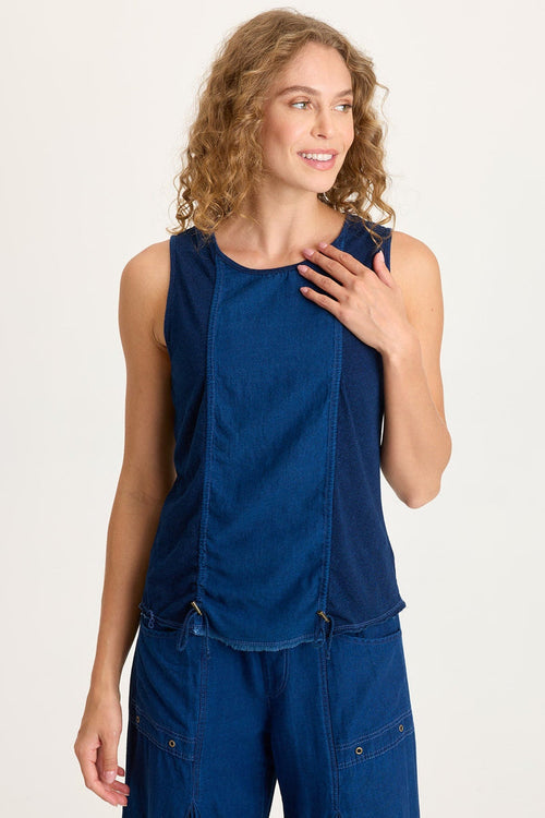 XCVI Cobie Indigo Corded Front Tank