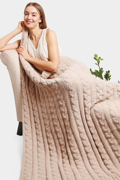 Cozy Crest Knit Throw Blanket