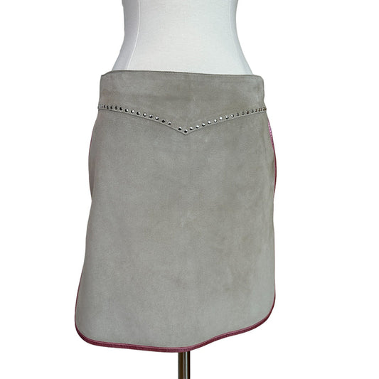Cream Suede Mini Skirt - S