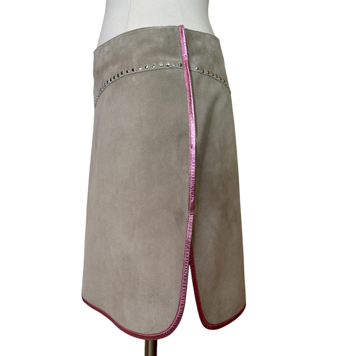 Cream Suede Mini Skirt - S