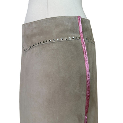 Cream Suede Mini Skirt - S