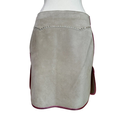 Cream Suede Mini Skirt - S
