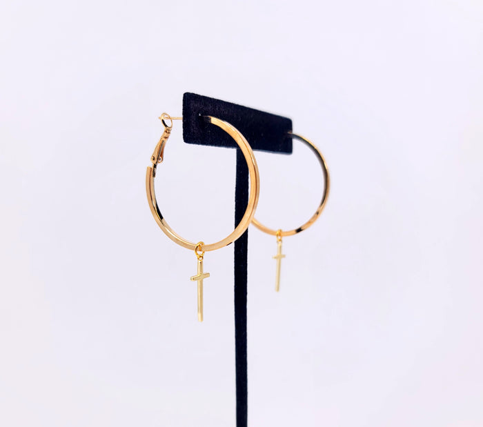 Cross Hoop Earrings