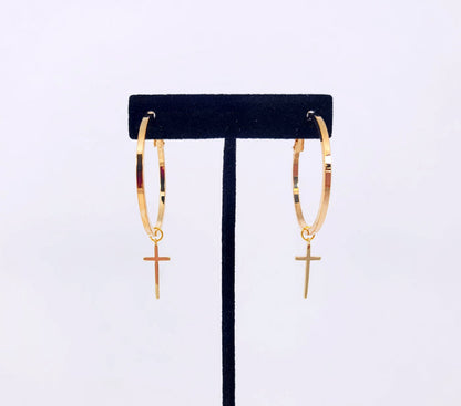 Cross Hoop Earrings