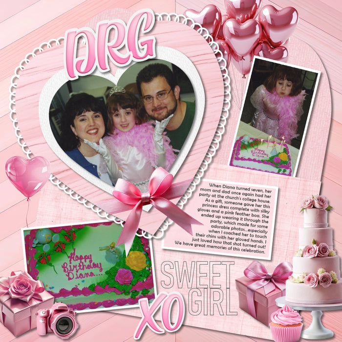 Collect the entire series of Curated Colors by Lucky Girl Creative digital art! Access your digital art in easy-to-use coordinated color palettes. Add these pink embellishments, textured and wood papers, alpha set, and everyday wire word art to all your digital scrapbooking pages and mix-and-match them on various projects throughout the year! Embellishments include flamingo, unicorn, heart balloons, balloons, and more!