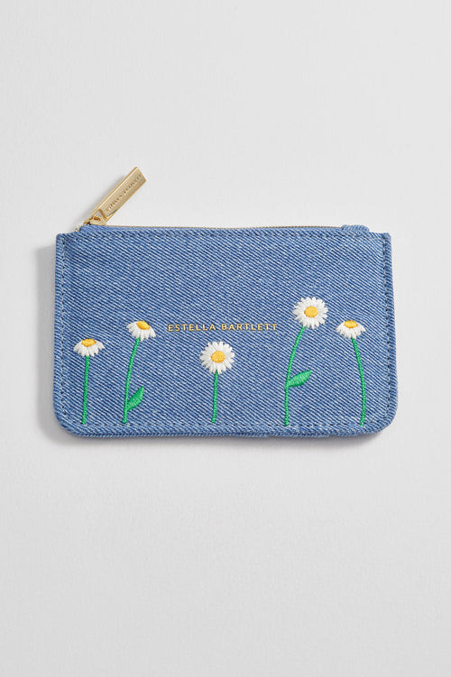 Daisy Embroidered Card Purse