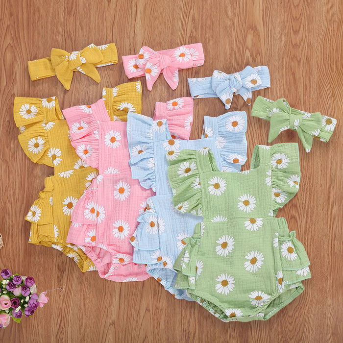 DAISY Ruffle Romper with Headband